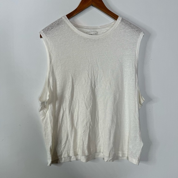 ANINE BING Issac Tee in White Linen Blend Size Large - Picture 3 of 7
